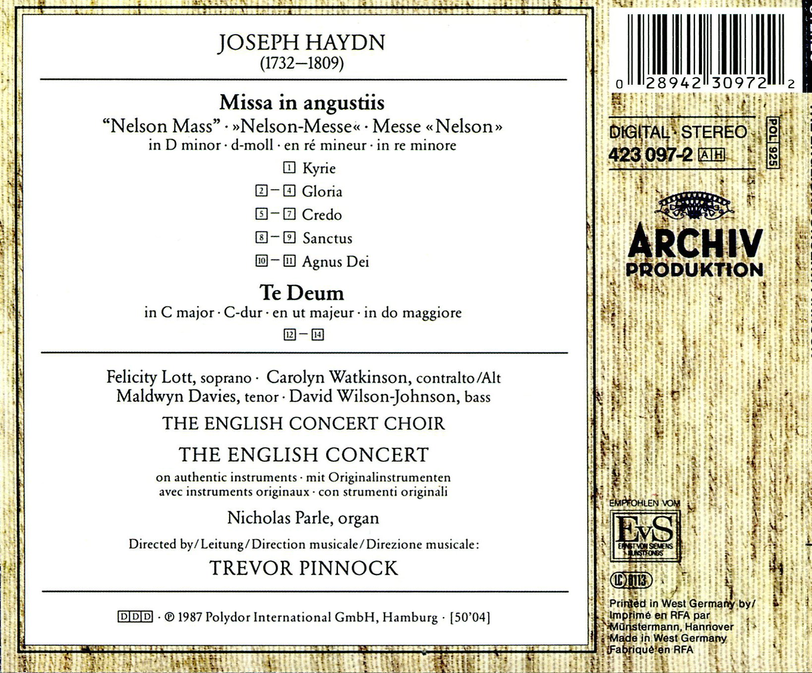 Missa In Angustiis "Nelson Mass" Te Deum (CD)