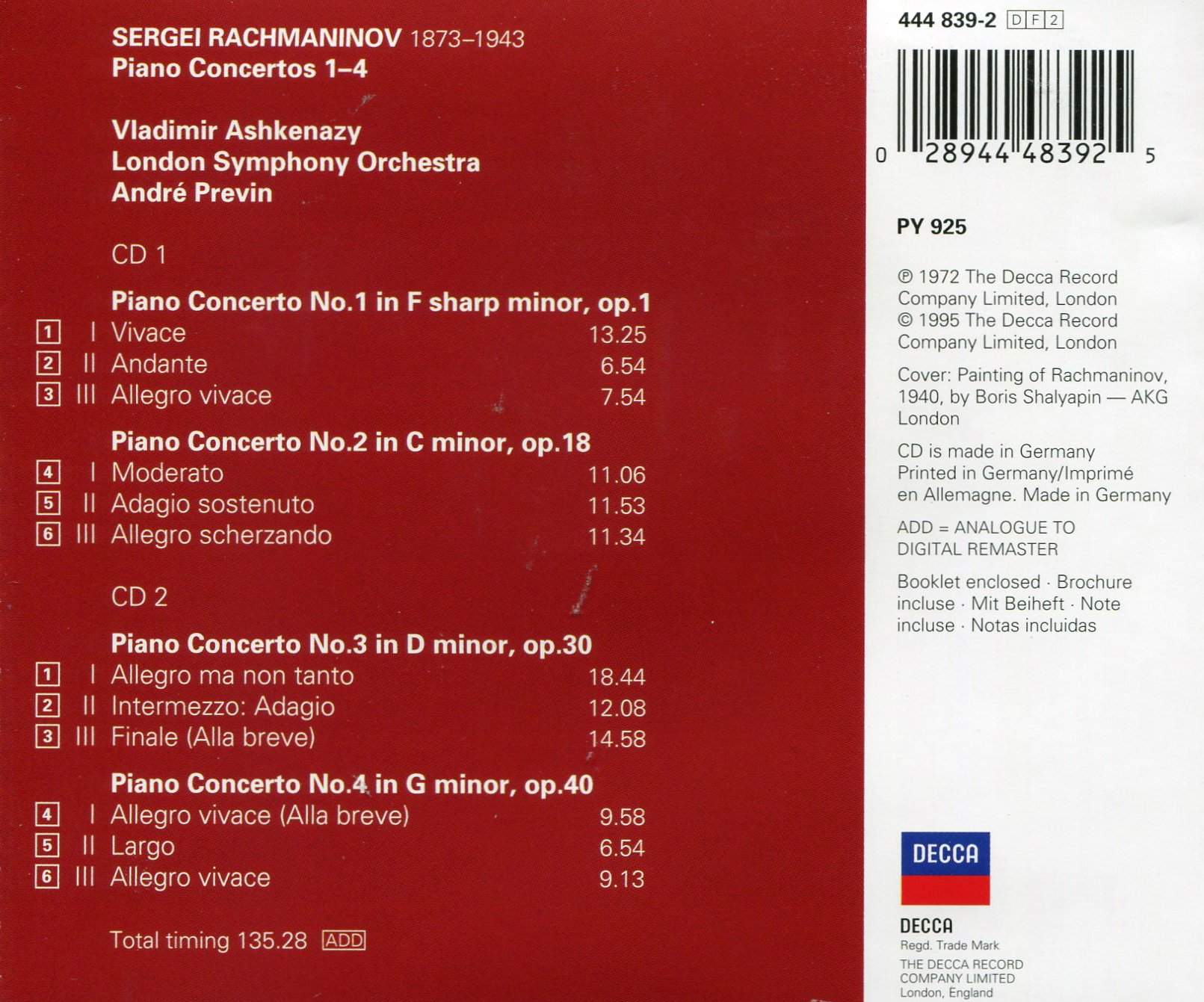 Piano Concertos 1 4 CD2