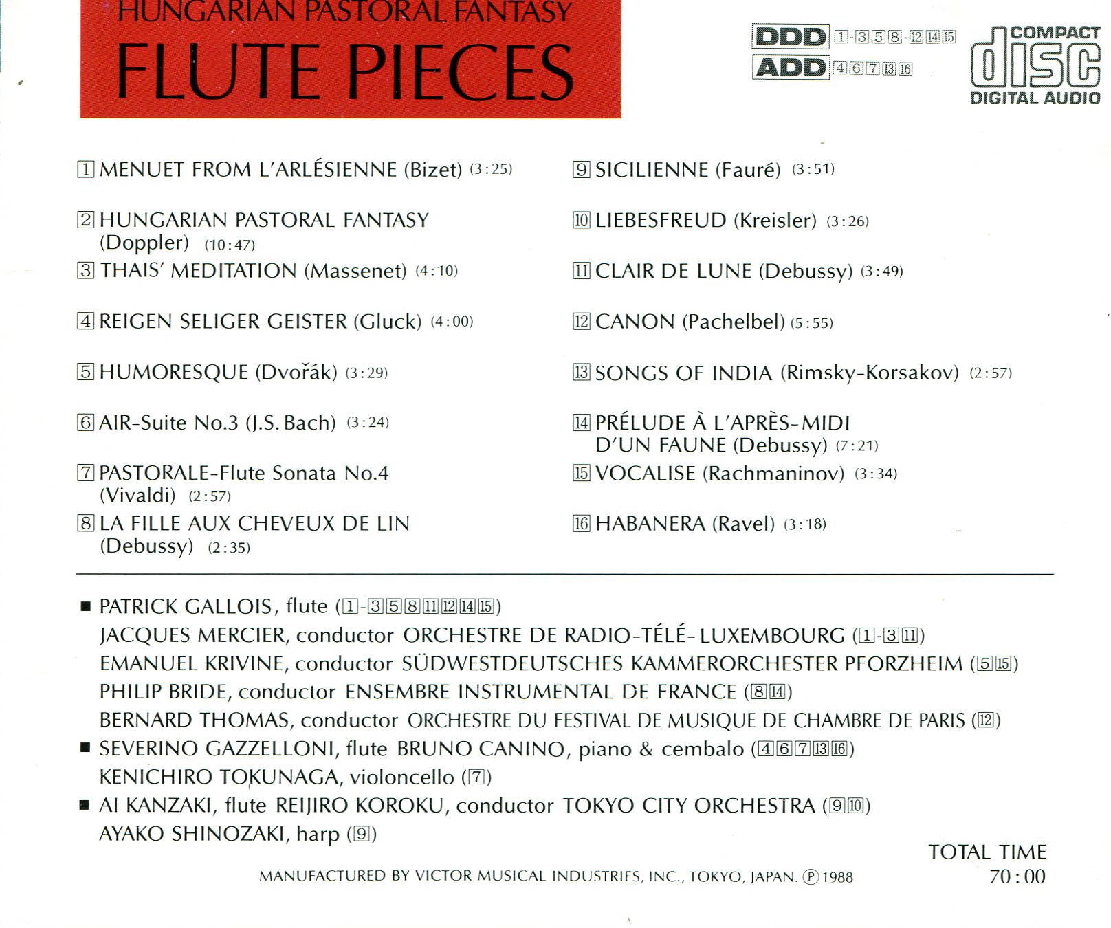 Hungarian Pastoral Fantasy Flute Pieces (CD)